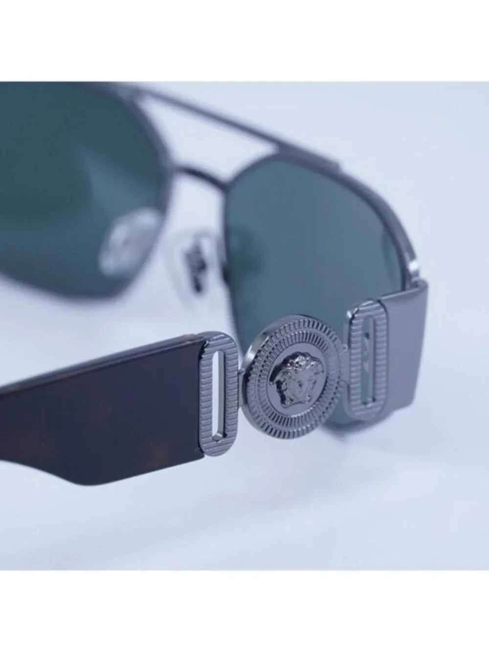 Versace VE2287 100171 Sunglasses Gunmetal Rectangle Frame, Grey Lenses